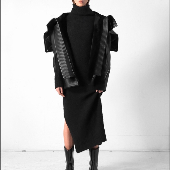 All Saints Black Leather Cape Coat - Picture 4 of 7